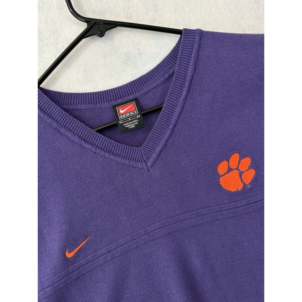 Vintage Nike Clemson Tigers Sweater Vest Mens Large Purple 2003 Cotton Knit Vtg - Picture 2 of 8